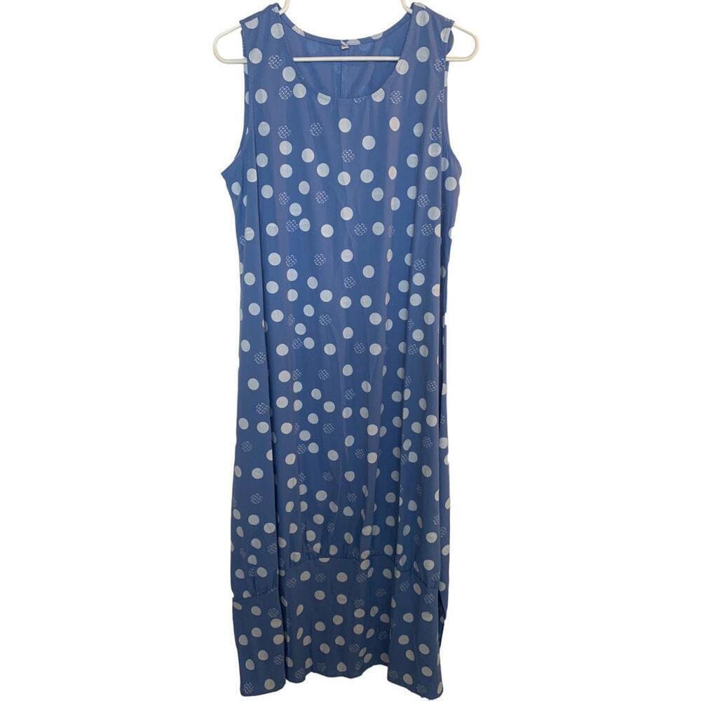 Medium Powder Blue White Polka Dot Amazon Dress​​​